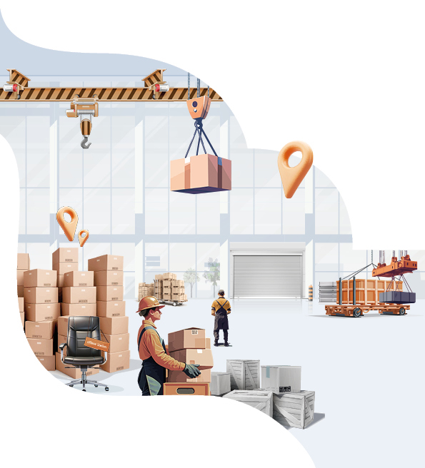 Lagerhalle mit Arbeitern