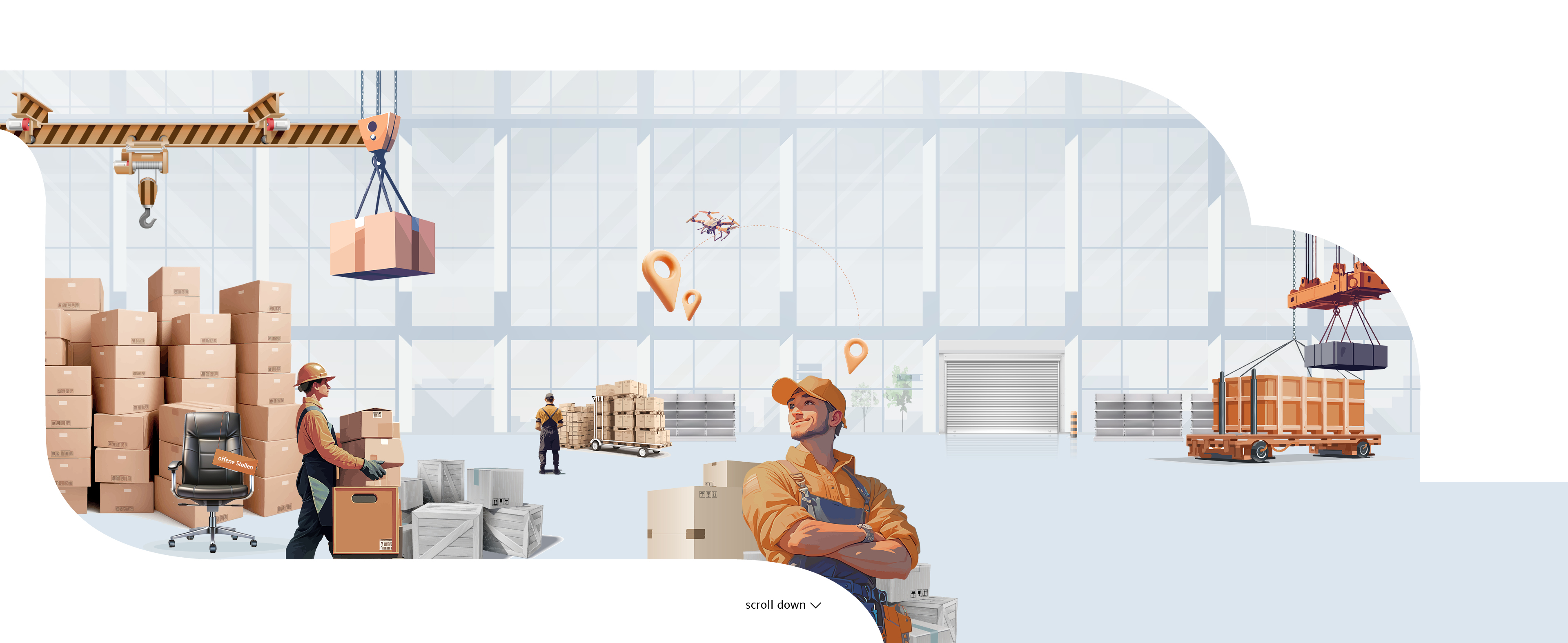 Lagerhalle mit Arbeitern